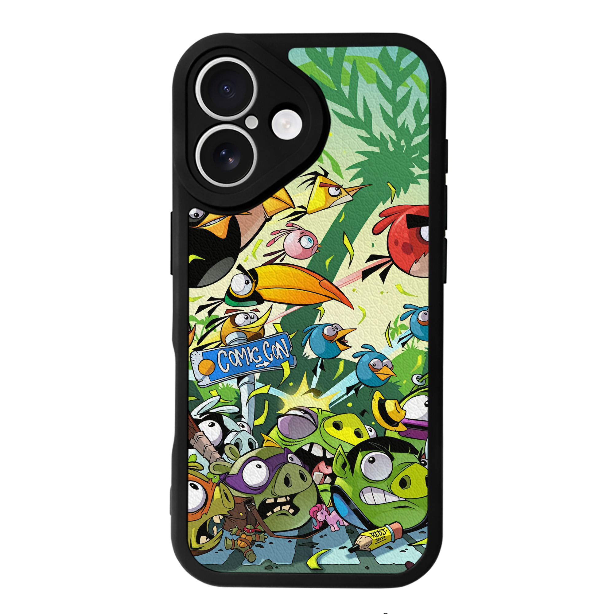 （画像用） Angry Birds アングリーバード 【iPhone 16シリーズ対応】シリコンスマホケース（レザー調） 材質：シリコン